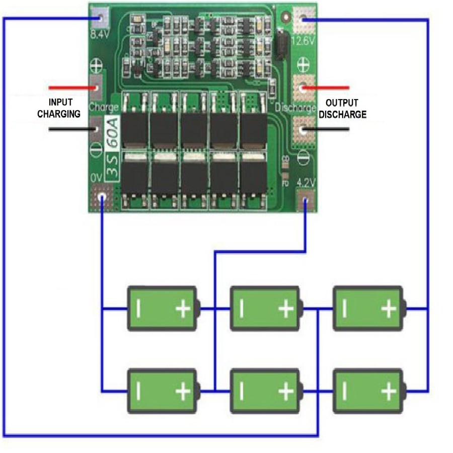 BMS 3S 12V 60A Lithium Battery Protection Board Balance dan Enhance