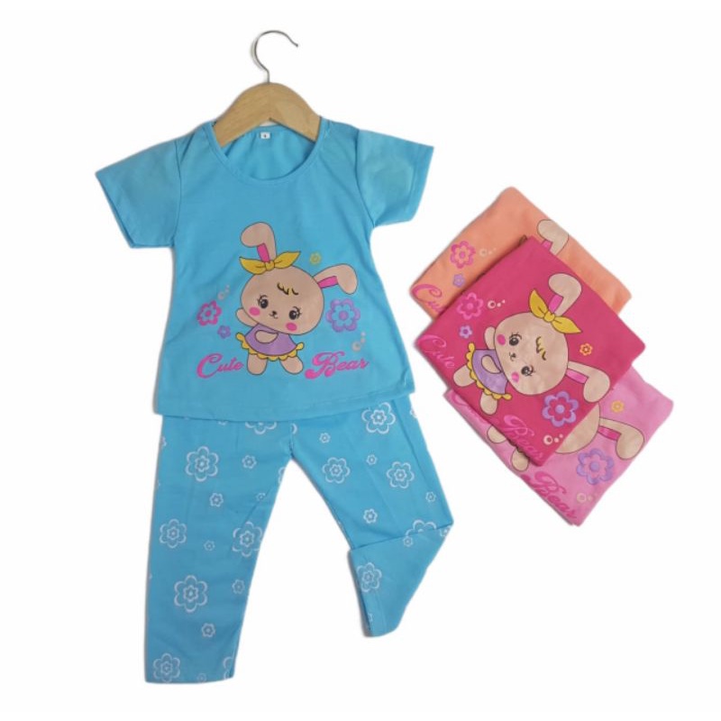 SETELAN BAJU ANAK PEREMPUAN SIKUNING NEW MOTIF BUNNY SWEET 2-6 TAHUN