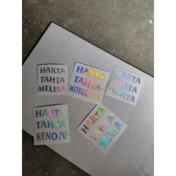 PROMO!! STIKER CUTTING HOLOGRAM HARTA TAHTA BISA CUSTOM ( BISA REQUEST TEXT SEMAUNYA)