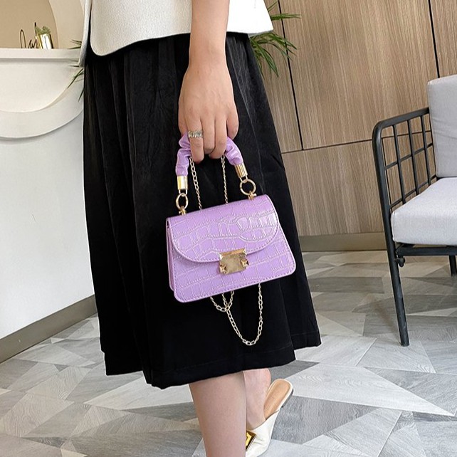 INDOMINI W137 TAS HANDBAG SELEMPANG MINI KULIT POLA BUAYA SLINGBAG SHOULDERBAG KULIT CEWEK IMPORT