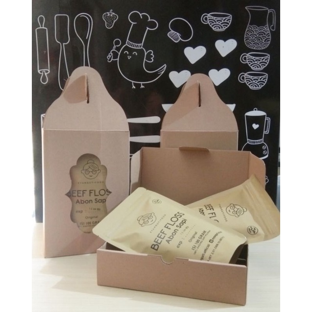 

Abon sapi asli hampers isi 3, box jinjing