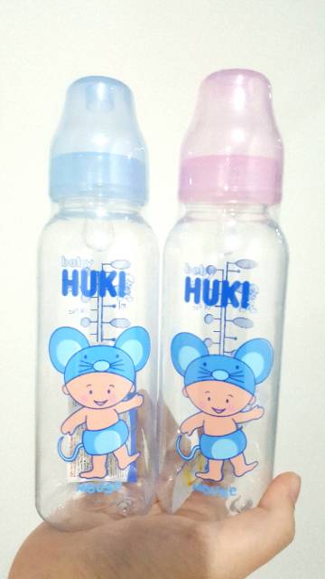 Botol susu baby Huki deluxe binatang 240 ml dot gepeng #118