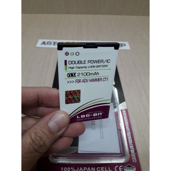 Baterai Advan Hammer CT1 Batre LOG-ON Double Power IC Battery 2 IC 2100mAh aah
