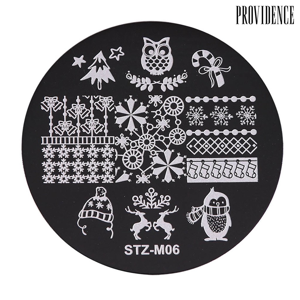 Providence 5Pcs Round Christmas Nail Art Stamping Plate Stamp Image Manicure Templates