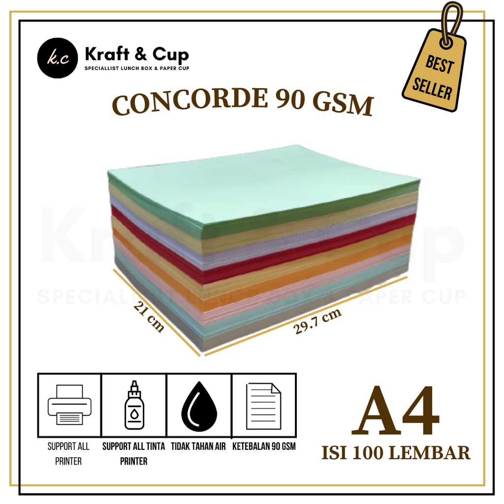 [100 Lembar] Kertas Concorde 90gr A4 Kertas Concorde A4 90 gr Kertas Concorde 90 gsm A4