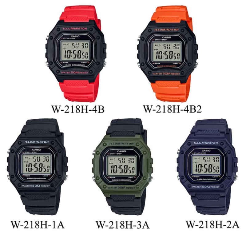 Casio Illuminator W-218H Jam Tangan Digital Pria Original Resin Strap