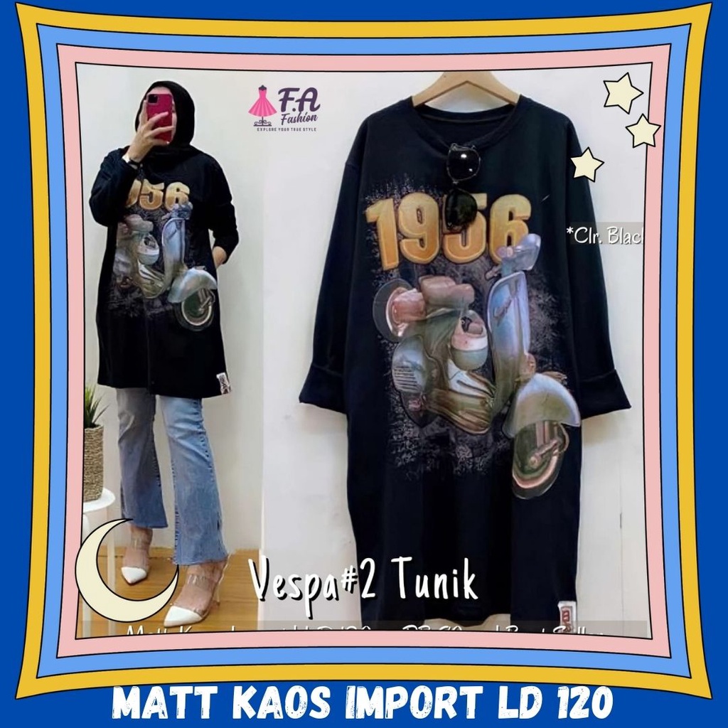 vespa #2 tunik jumbo baju pakaian atasan blouse bluse tshirt kaos ld 120 big over size bigsize besar