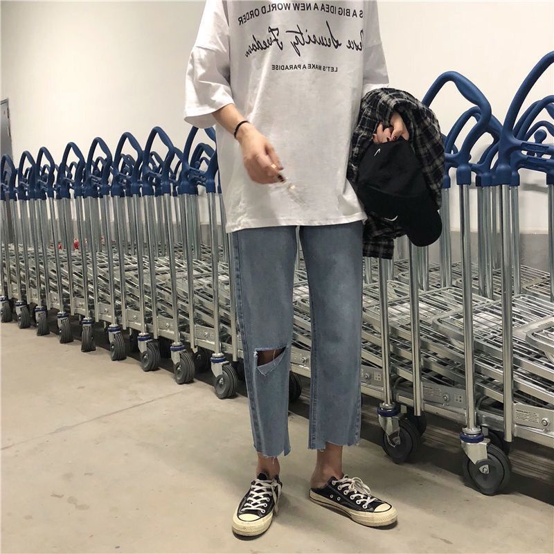 Jeans High Waist Murah / Celana HW jeans wanita/celana sobek lutut/celana jeans wanita