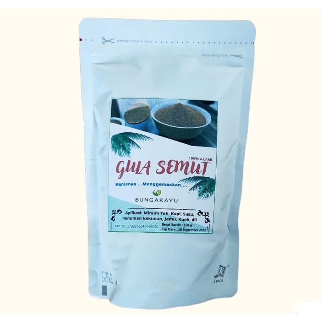 

Premium GULA SEMUT 250gr Crystal Palm brown Sugar Organic by Bungakayu 100% alami