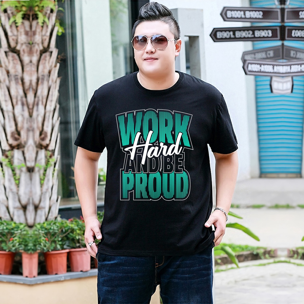 Baju Kaos Pria Work Hard Jumbo Tshirt Bigsize XL XXL Distro DTF