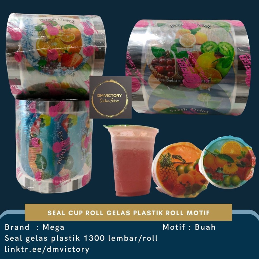 Jual Plastik Seal Cup Roll / Tutup Gelas / Cup Plastik Roll Motif Mega