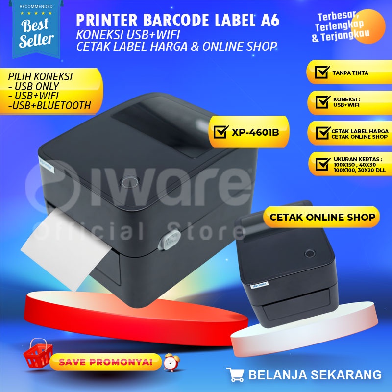 BARCODE PRINTER LABEL USB+WIFI THERMAL XP-4601B | XP-420B SIZE 4&quot; / 110MM / PRINTER RESI ONLINE