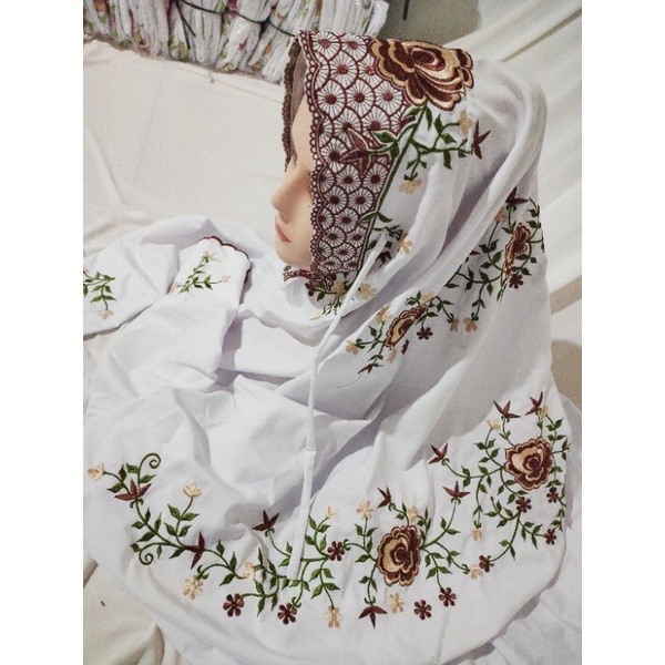 MUKENA TERUSAN SANTRI BORDIR BAHAN KAIN KATUN POLINO MIKRO PREMIUM SILK | TELEKUNG RUKOH PANJANG TER