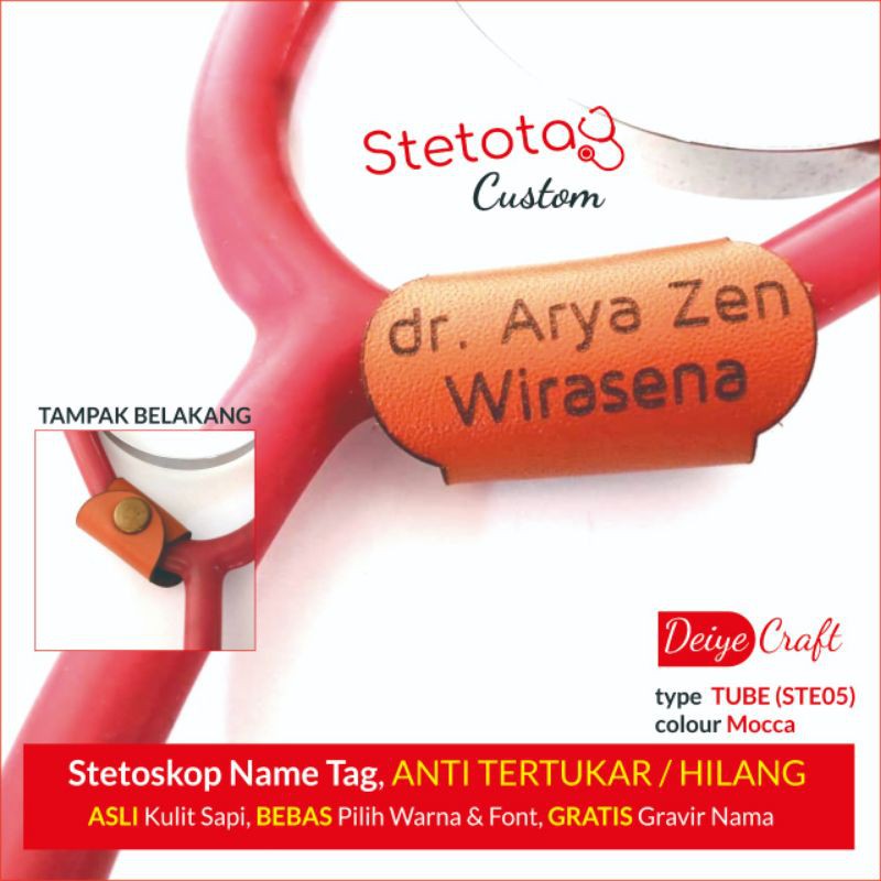 

Stetotag Stetoskop Tag Kulit Custom Nama Model Tube