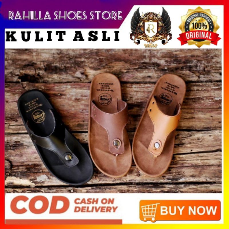 Sandal Pria Kulit Asli Original Cevany Clover Sandal  Santai Diskon (COD)Bayar di tempat