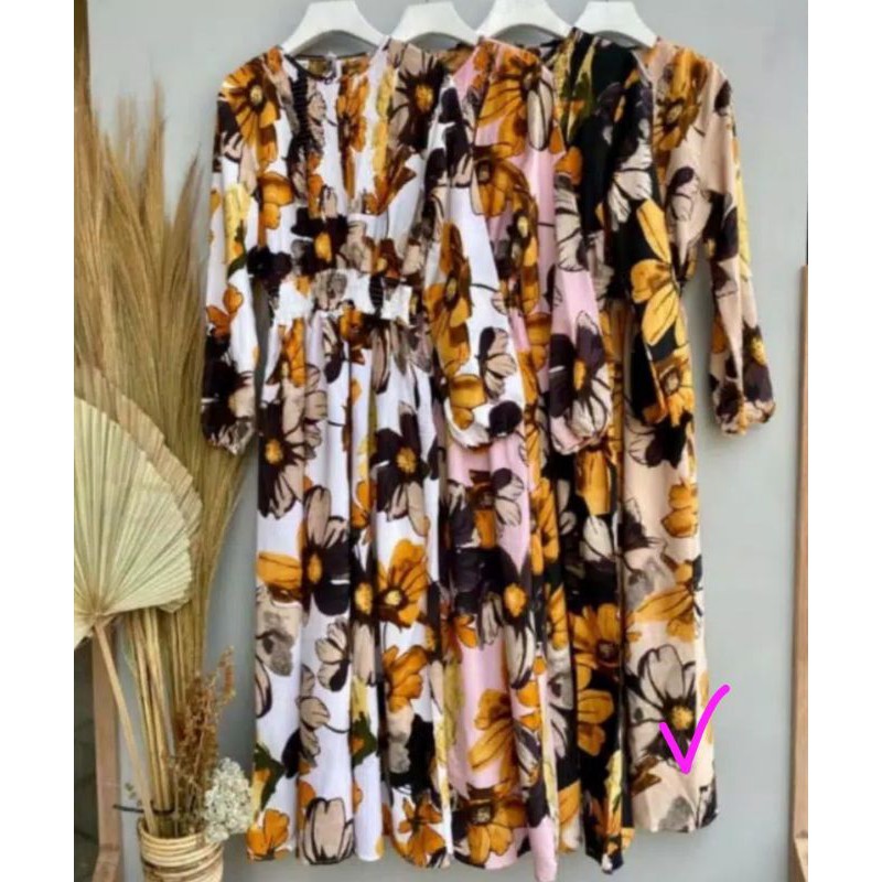 Maxi Dress/ Gamis Bunga Smock Bkk