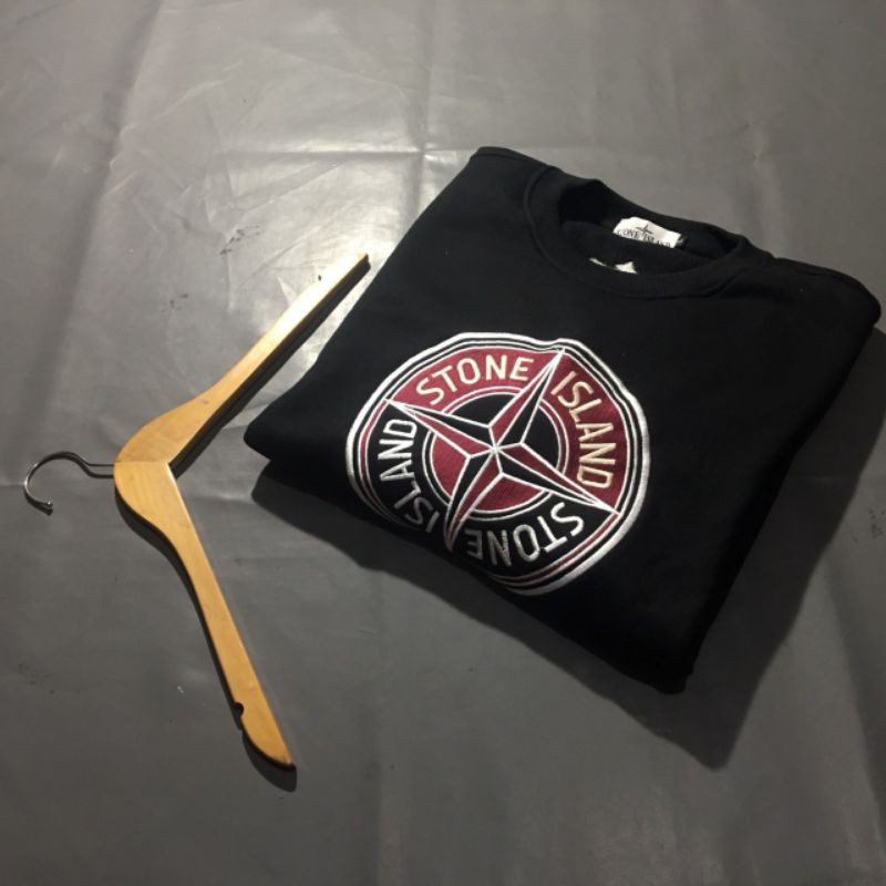 JAKET CREWNECK STONE ISLAND LOGO BORDIR