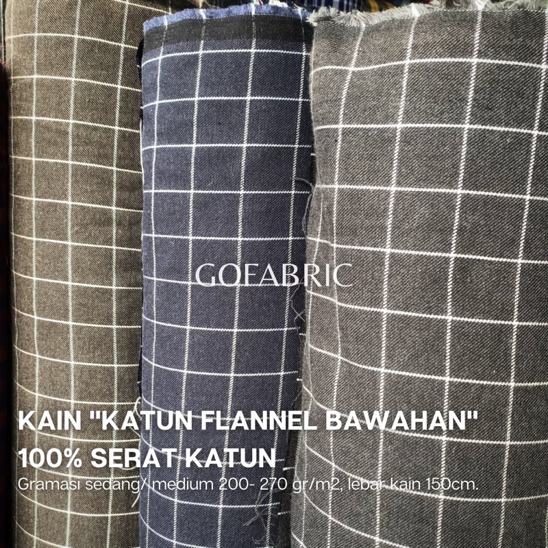 Bahan kain katun flannel kotak kotak tartan kotak flanel tebal katun premium