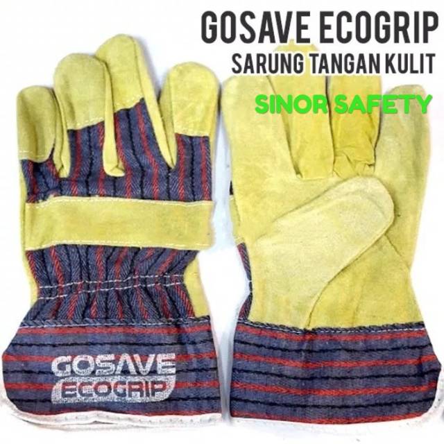 Sarung Tangan Kombinasi ECOGRIP GOSAVE Safety Kerja Las Kulit