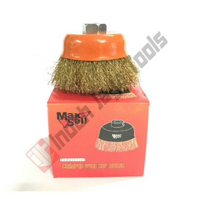 Jual Sikat Kawat Mangkok KING 3" Kuning / Cup Brush Gerinda borkawat