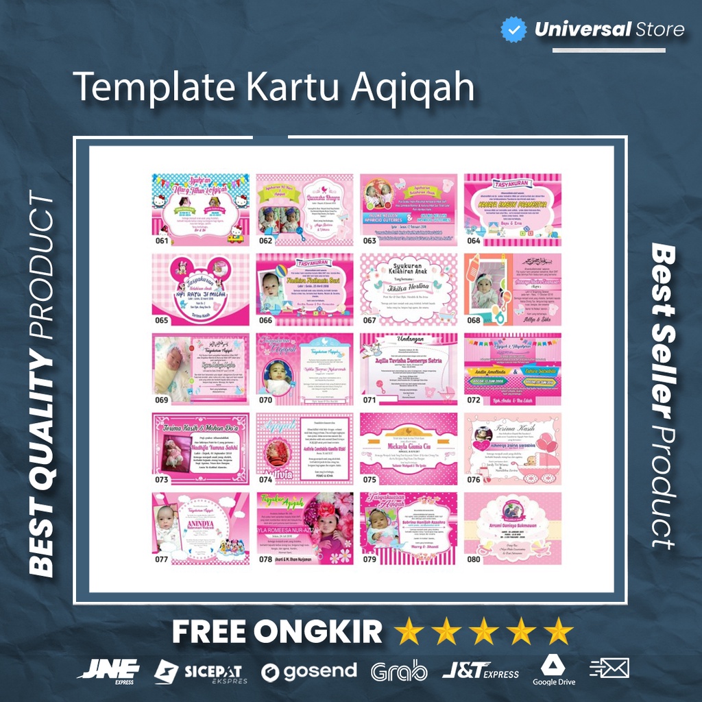 Koleksi Template Desain Kartu Aqiqah Akikah Anak Lucu Model Terbaru Lifetime Access Design