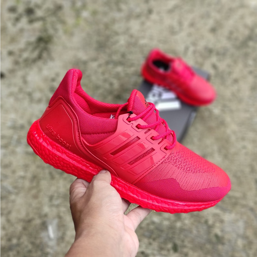 SEPATU RUNNING WANITA ADIDAS ULTRABOOST FULL MERAH PREMIUM SNEAKERS CEWEK OLAHRAGA KEREN