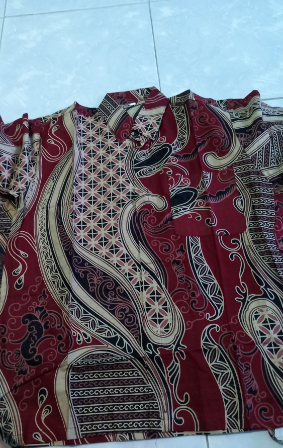 Batik Couple Keluarga Sania Ruffle Ori Ndoro Jowi Dnt Motif Banyu Mili Merah Marun Termurah Shopee