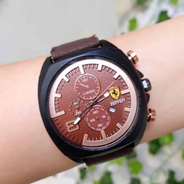 jam tangan pria ferrari tgl kulit 3 warna