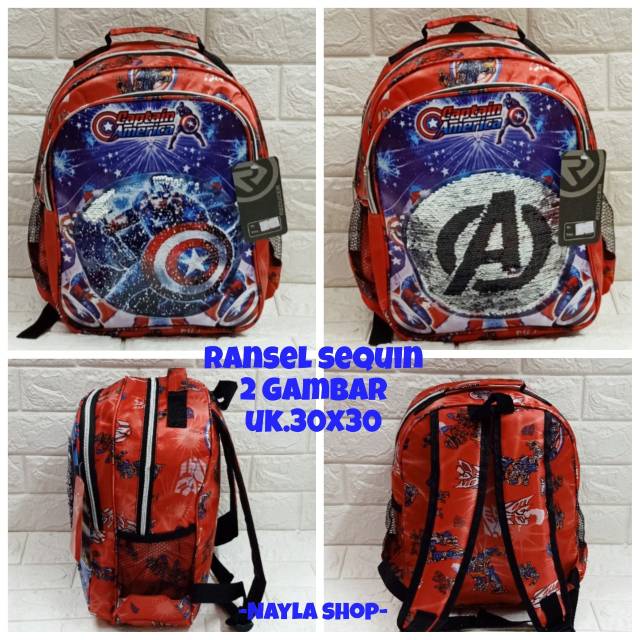 &quot;aurabagss&quot; - Beli 1 Dapat 2 Tas Anak Set 2 In 1 Ransel Anak Laki - Laki Sekolah TK / SD Ransel Anak Printing Super Hero - Tas Anak Usap Super Hero -aurabagss