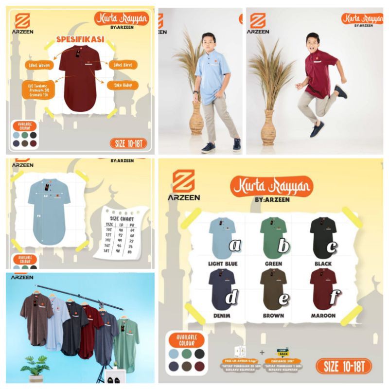 Kurta Rayyan by Arzeen, Kurta kaos anak, size 10-18T