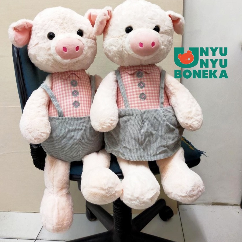 Boneka Pig couple Overall Boy&amp;Girl Size 16&quot;/55cm/ Pig babi import boneka