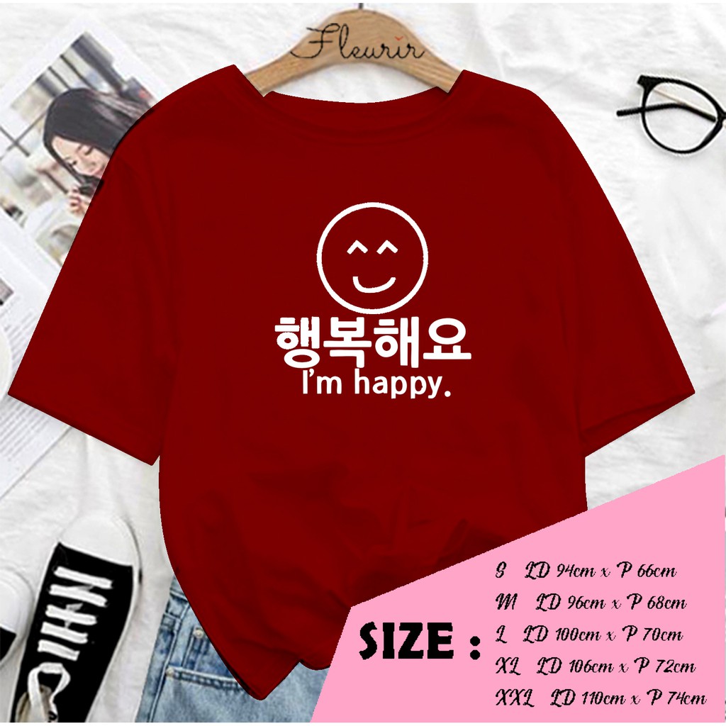 FLEURIR - KAOS KPOP IM HAPPY PL WANITA DEWASA LENGAN PENDEK TEE UNISEX OVERSIZED JUMBO