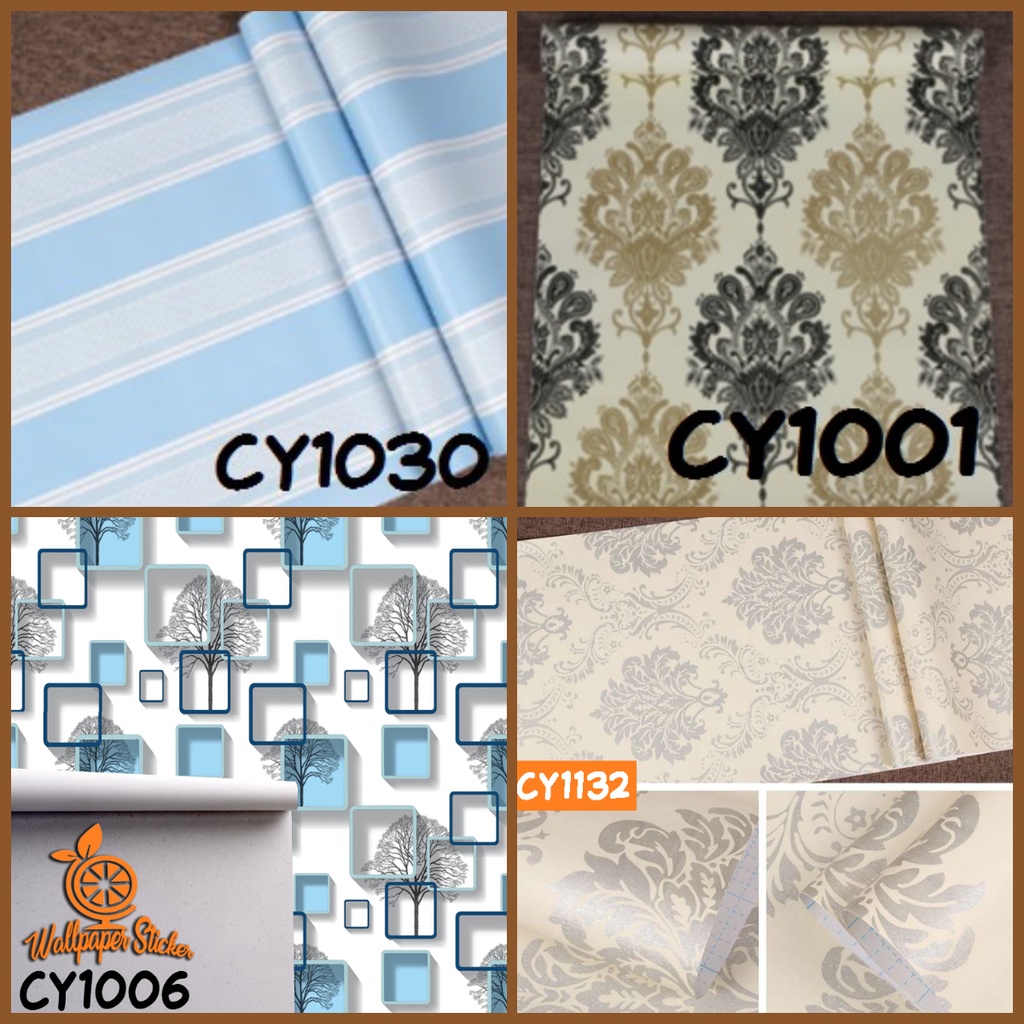 Stiker Dinding Ruang Tamu Wallpaper Dinding Salur Wallstiker Ukuran 45cmX9m HomeLiving