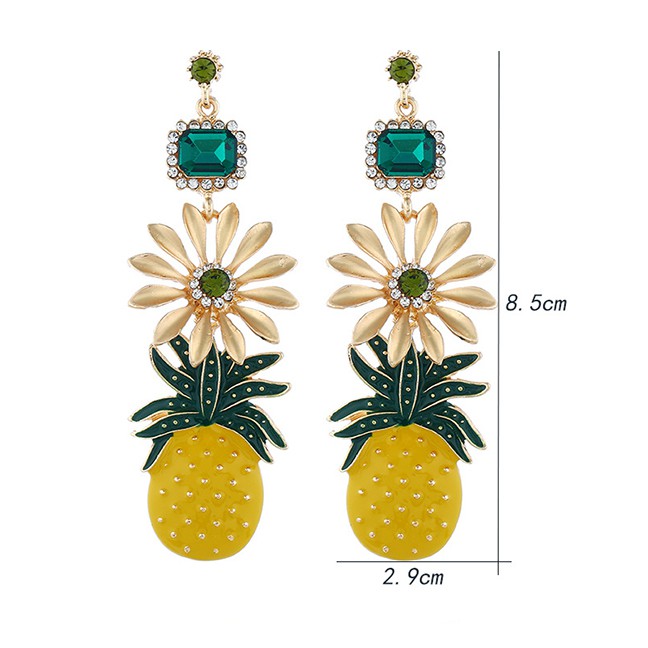 LRC Anting Tusuk Fashion Yellow Pineapple Drip Earrings F49299