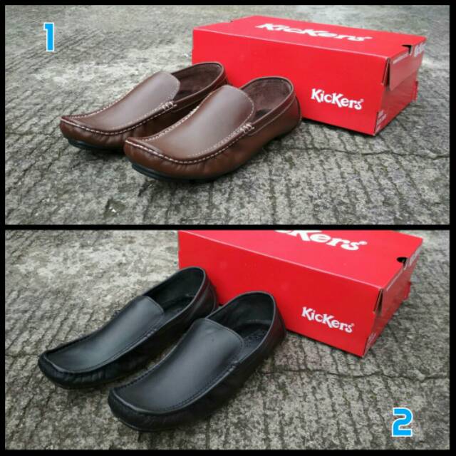 SEPATU KICKERS CASUAL SLOP SUEDE ASLI SLIPON PRIA KERJA KANTOR FORMAL SANTAI ANAK LAKI KREN MRAH