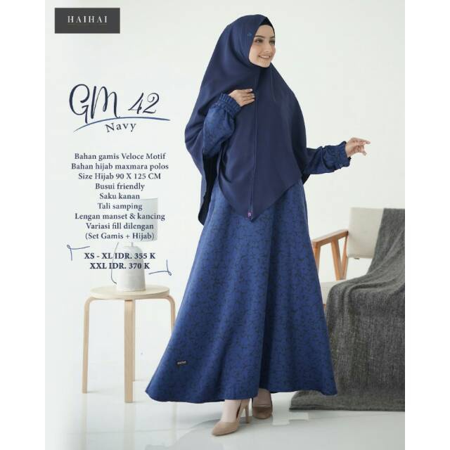 GAMIS HAIHAI GM 42 NAVY / GAMIS HAIHAI SET HIJAB