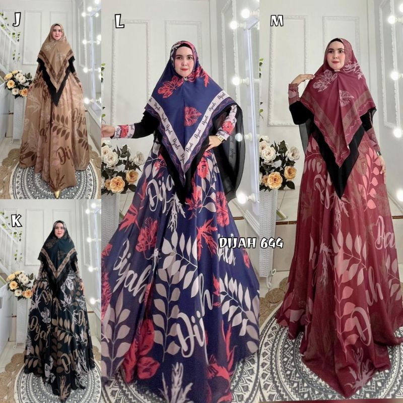 DIJAH 644 by Dijah (Gamis motif printing, Gamis pesta syari, Gamis syari printing, Gamis cerutty bab