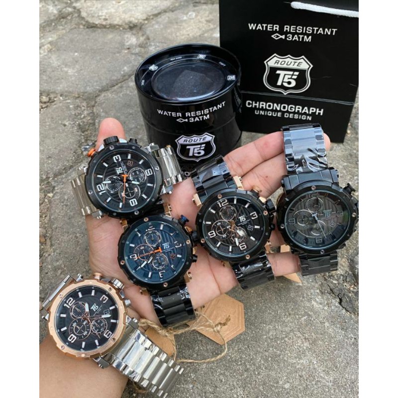 JAM TANGAN T5 ORIGINAL CHRONO AKTIF LENGKAP BOX KALENG