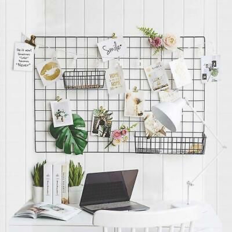 [KARGO] HIJANG 52x35 GRID WIRE MESH KOTAK BESI PAJANGAN FOTO DISPLAY HIASAN DINDING BESI