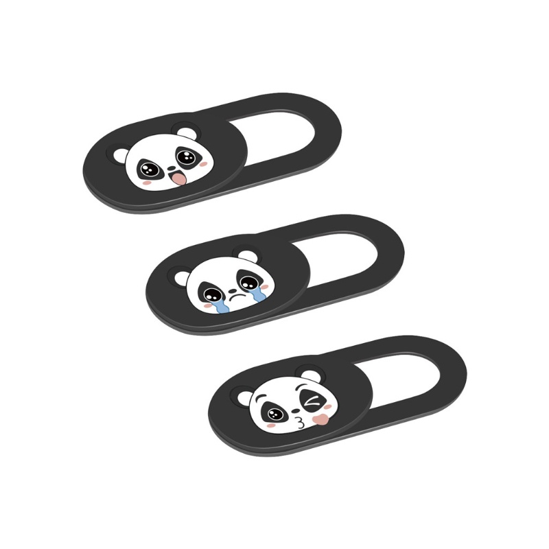 Btsg 3pcs Cover Kamera Webcam Model Slide Ultra Tipis Bentuk Panda Untuk MacBook / iMac / Laptop / PC