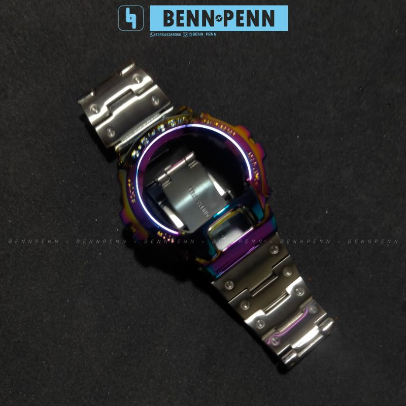 BEZEL STRAP RANTAI G SHOCK DW 6900 STAINLESS STEEL METAL RAINBOW