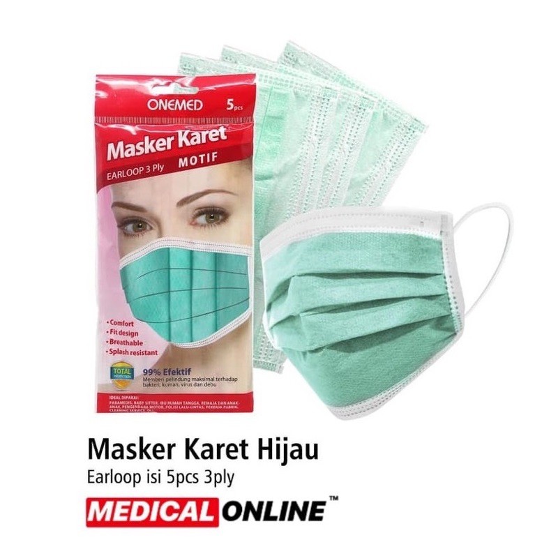 MASKER ONEMED EARLOOP KARET 3 PLY MEDICAL ONLINE MEDICALONLINE