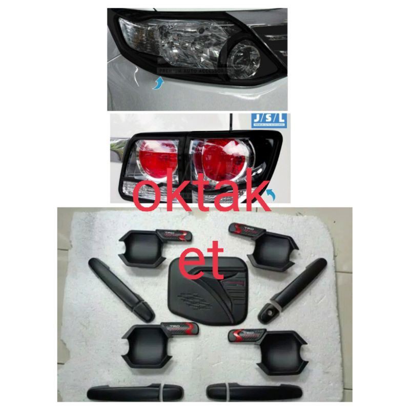 paket lengkap grand fortuner hitam chrome jsl garnish outer handle tank paket