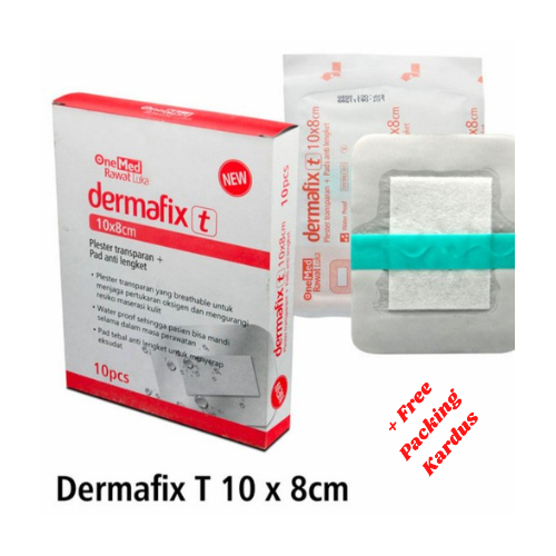 Dermafix T 10 x 8cm Onemed Plester Luka Transparan Plester Luka Anti Air Plester Anti Lengket P3K