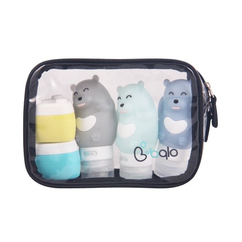 Babyqlo Travel Kit Bear Silicone Travel Bottle + Pill Case And Pouch (Tbb9003)