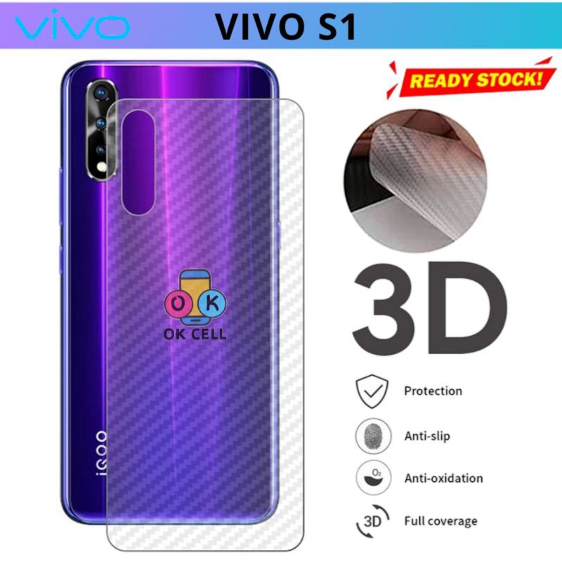 Skin Carbon Vivo S1 Sticker Pelindung - Sticker Back Garskin Vivo S1 Anti Gores Belakang Premium