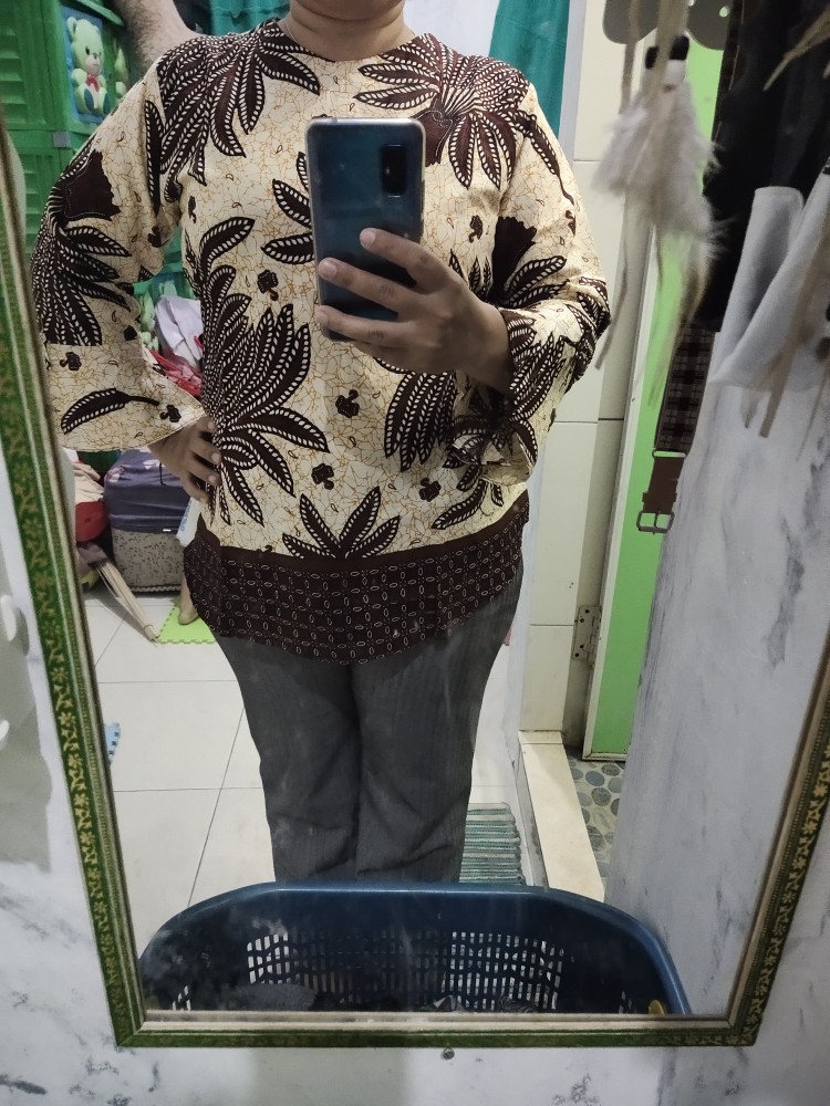 Batik Dolby Dolbi Dobby Doby Tenun Sutra Tulis Katun Atbm Baron Atasan Batik Wanita Sogan Srg308