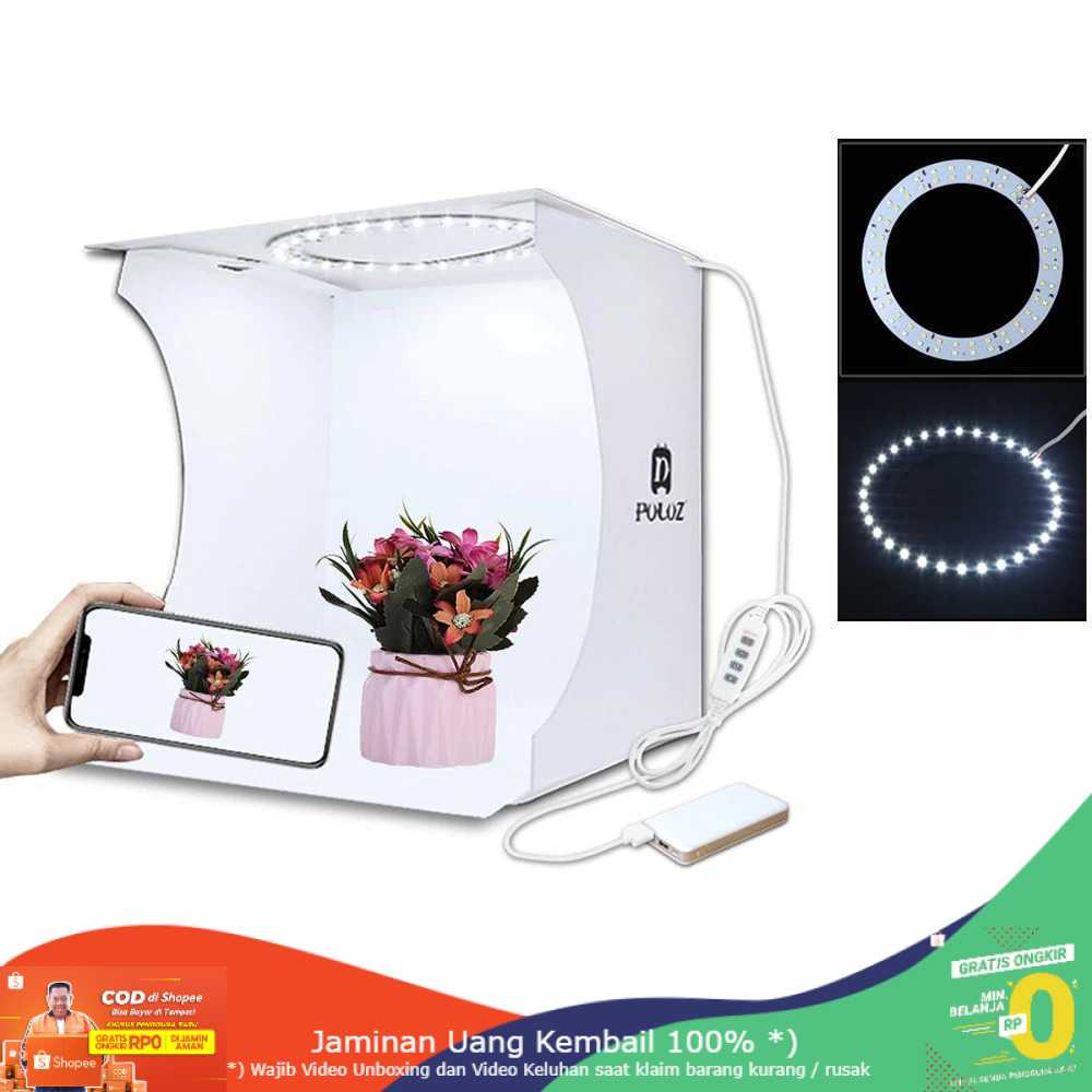 (BISA COD) RVOSTR PULUZ Photo Studio Mini Soft Box Ring Light with 6 Backdrop