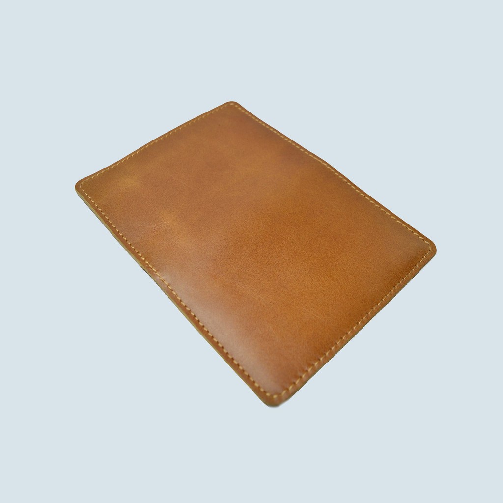 dompet passport - passport cover simpel kulit sapi asli warna tan