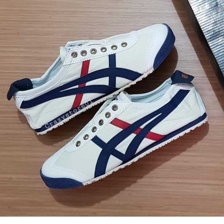 [PROMO DLB49] Asics Onitsuka Tiger Mexico 66 Mexico Tanpa Tali Cream Navy Merah Pria Wanita Ready St